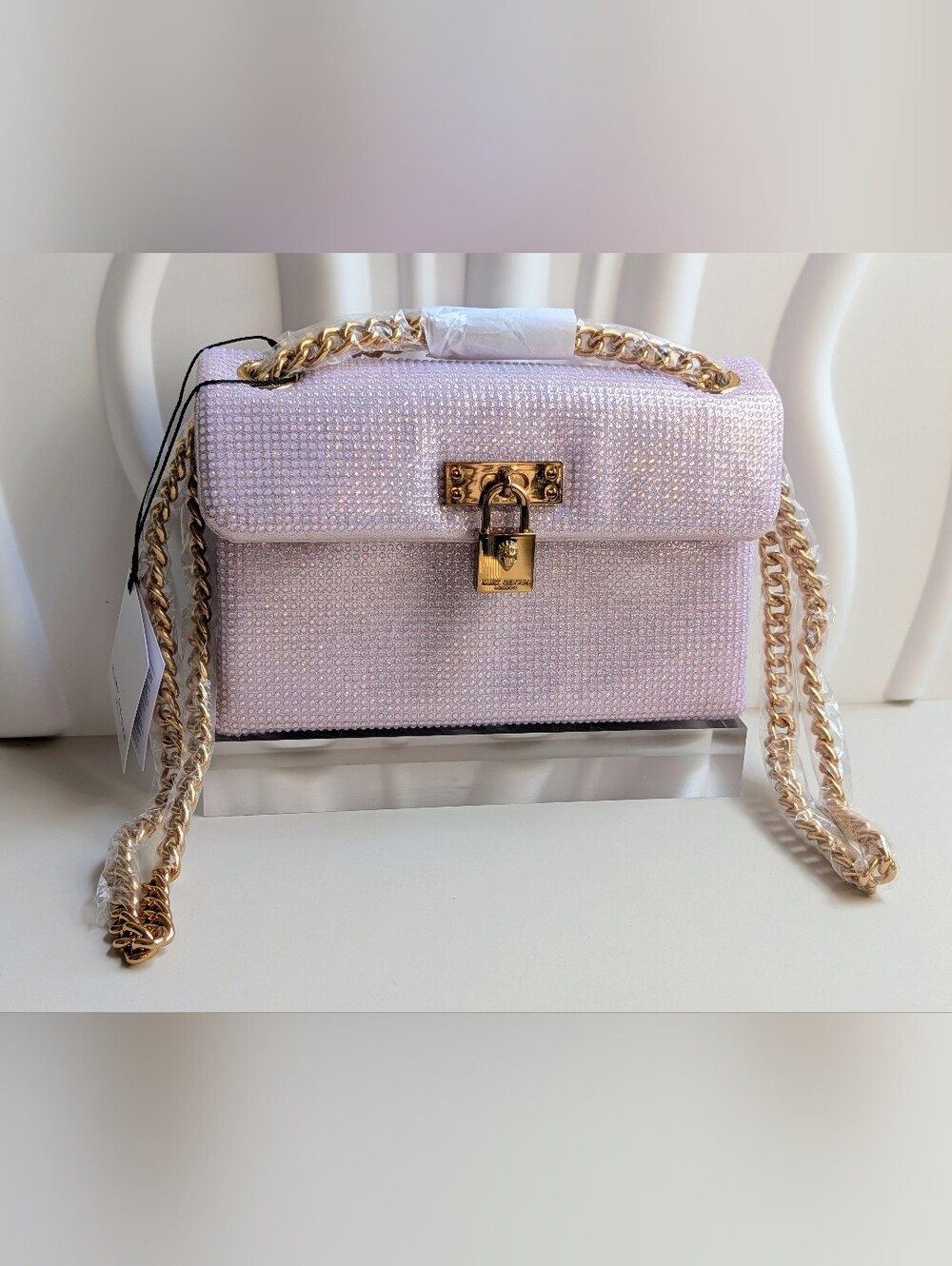 NWT Kurt Geiger Mini Brixton Blush Pink Crystal Crossbody Bag